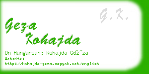 geza kohajda business card